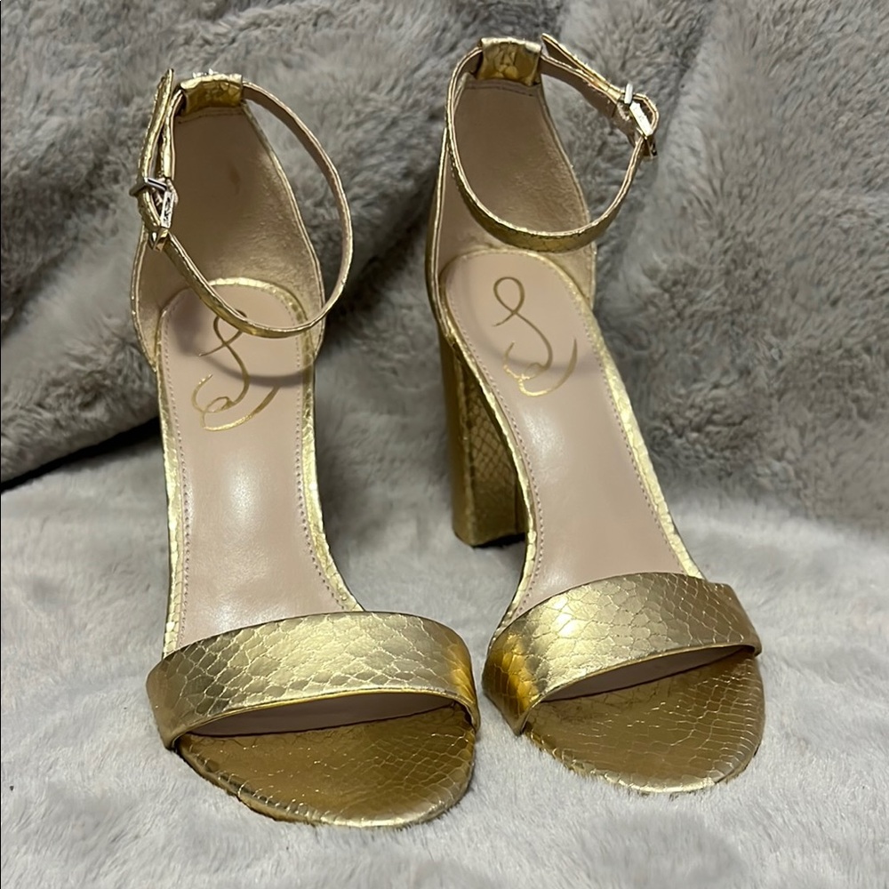 Sam Edelman Elegant Gold Ankle Strap Heels